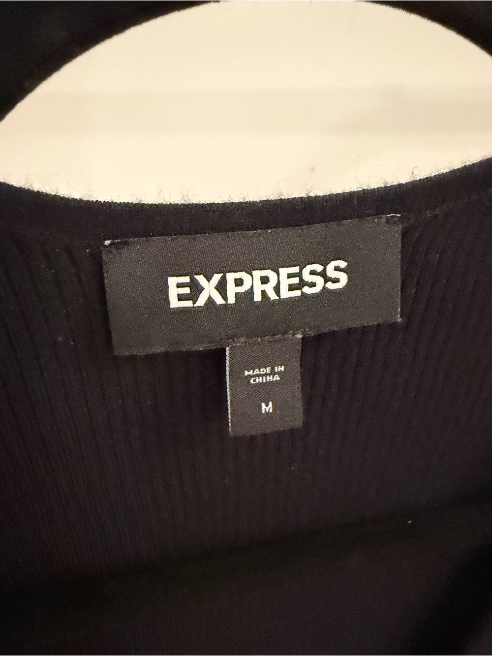 Express Black Ribbed V‑Neck Top with Ruffle Sleeves - Picture 2 of 4
